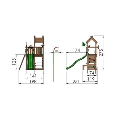 Jungle Gym legetårn Teepee komplet inkl. gul rutschebane