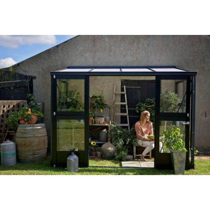 Juliana Veranda vægdrivhus 4,4 m², antracit/sort, 3 mm hærdet glas