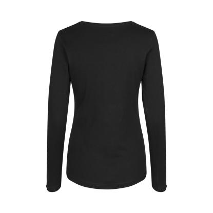 ID 0509 Interlock T-shirt med lange ærmer, dame, sort