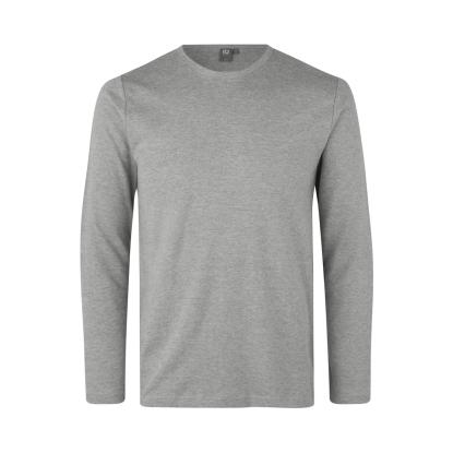 ID 0518 Interlock T-shirt med lange ærmer, grå melange