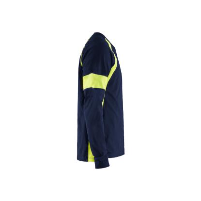 Blåkläder 3520 t-shirt lang ærme, marineblå/hi-vis gul