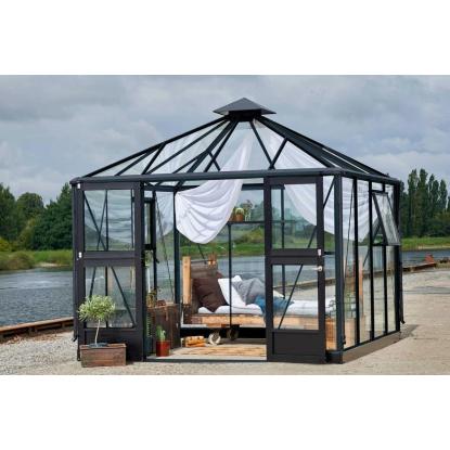 Juliana Oase drivhus 8,8 m², antracit/sort, 3 mm hærdet glas