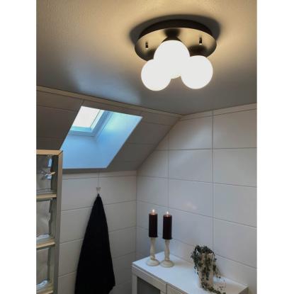 Aneta Nicosia loftlampe, IP44, Ø25 cm, sort/opal