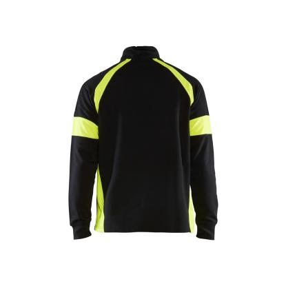 Blåkläder 3550 sweatshirt half zip, sort/hi-vis gul