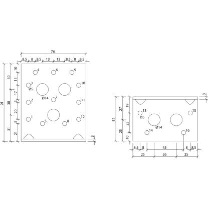 SIMA vinkelbeslag V13 med rib, pregalvaniseret, 91 x 52 x 3,0 x 76 mm