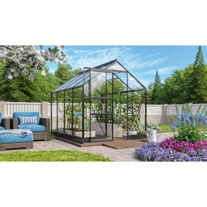 Vitavia Apollo drivhus 5000, 5 m², sort, 3 mm glas, inkl. sokkel