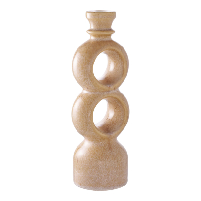 Lysestage, keramik, brun, 30,5 cm