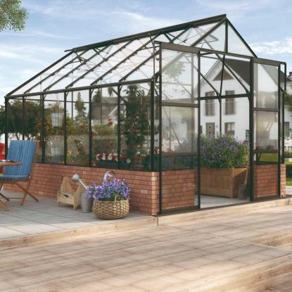 Vitavia Cassandra 9900 drivhus, sort, 9,9 m², 3 mm hærdet glas, inkl. cresting