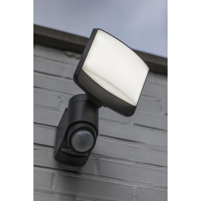 LUTEC SUNSHINE LED væglampe med solceller og sensor, H24,5 cm, 7,5W, IP54, mørk grå