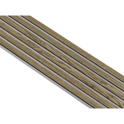 I-Wood Basic Original akustikpanel, mørkebrun olieret, grå filt og sort kerne, egefiner, 17 x 300 mm 