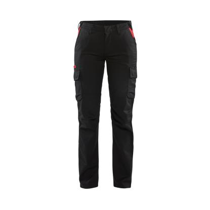Blåkläder 7144 dame industri buks stretch, sort/rød