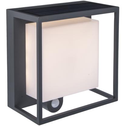 LUTEC CURTIS udendørs LED væglampe med solceller og sensor, H19 cm, IP54, mørk grå