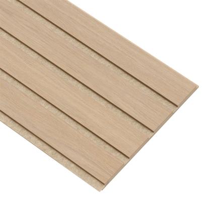 I-Wood Basic 4-lamel akustikpanel, ubehandlet natur, beige filt og lys kerne, egefiner, 16 x 300 mm 