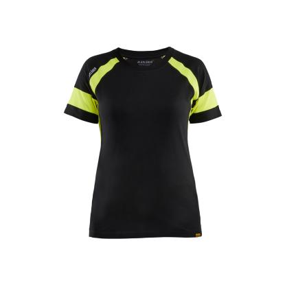 Blåkläder 3524 dame t-shirt, sort/hi-vis gul