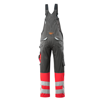 MASCOT SAFE SUPREME Sunderland overall med knælommer, mørk antracit/hi-vis rød
