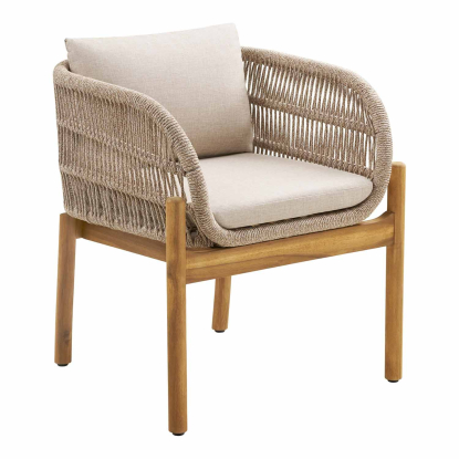 Terracina havemøbelsæt med 4 stole, akacie/beige, Ø120 cm