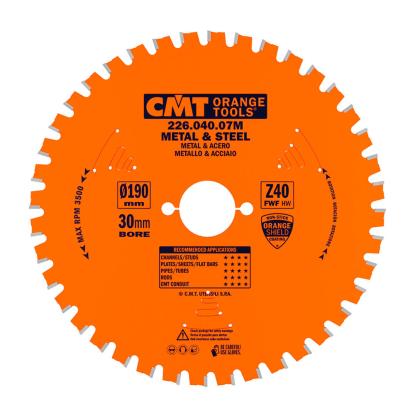 CMT Dry Cut rundsavsklinge til metal og stål, Z40, Ø190 x 2,0 x 30 mm
