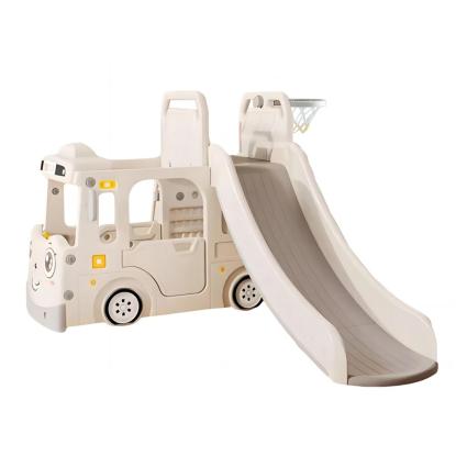 Kids Zone aktivitetslastbil med rutsjebane, basketball og net, beige
