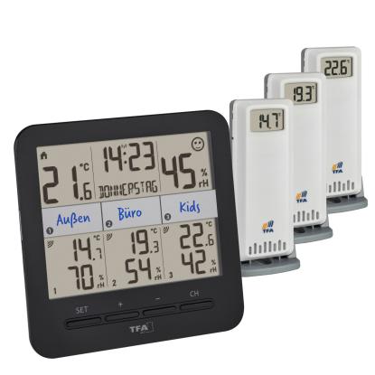 TFA Klima@Home 2 trådløst termo-hygrometer med 3 sendere