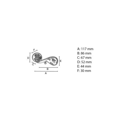 Beslagsboden dørgreb med roset, udendørs, 117 mm, børstet messing