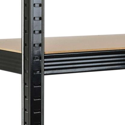 Reol med 5 hylder, metal, sort, 150 x 75 x 30 cm