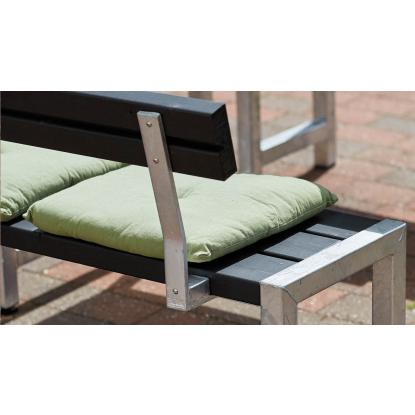 PLUS café plankebænk med ryglæn, sort/nåletræ, 127 cm
