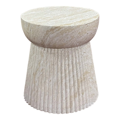 Bonn hjørnebord med rillet struktur, natur, Ø37 cm