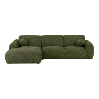 Clyde venstrevendt loungesofa med to puder, olivengrøn