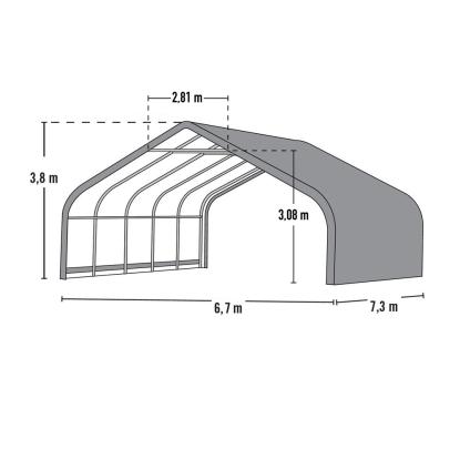 ShelterLogic Run-in-Shed græsningstelt/teltgarage, polyethylen/stål, grøn - 49,6 m²