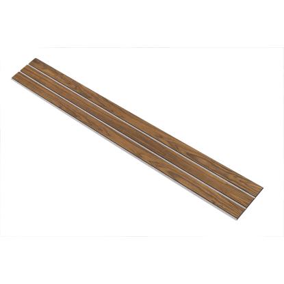 I-Wood Medio+ 3-lamel akustikpanel, klar olieret, grå filt og sort kerne, valnøddefiner, 17 x 300 mm