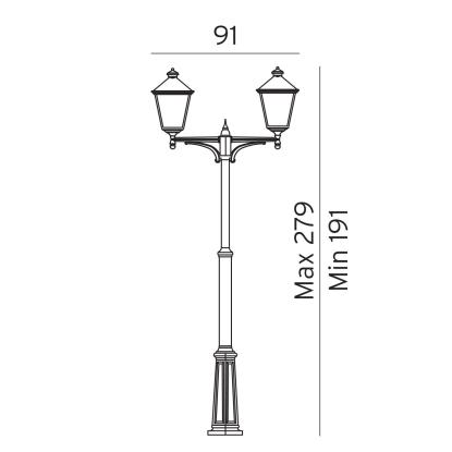 Norlys London Big lygtepæl med 2 lygtehoveder, E27, IP54, hvid