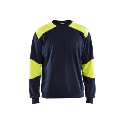 Blåkläder 3458 flammehæmmende sweatshirt inherent, marineblå/hi-vis gul