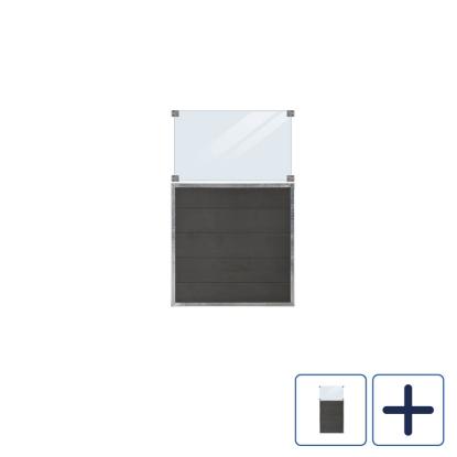 PLUS Futura komposithegn med klart glas, skifergrå/komposit, 90 cm bredt
