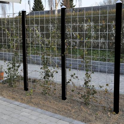 HORTUS rio-net espalier, 3 fag, galvaniseret, 90 x 150 cm - inkl. beslag og 4 sortmalet stolper, 240 cm