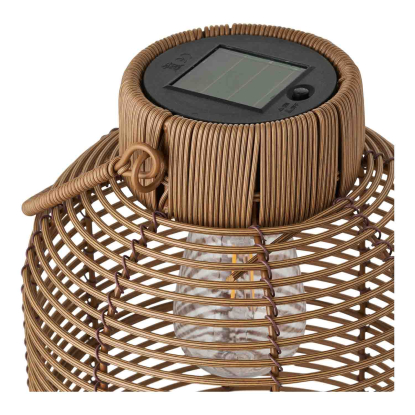 Brentford LED lampe med solcelle, genopladelig, polyrattan, H30,5 cm, brun