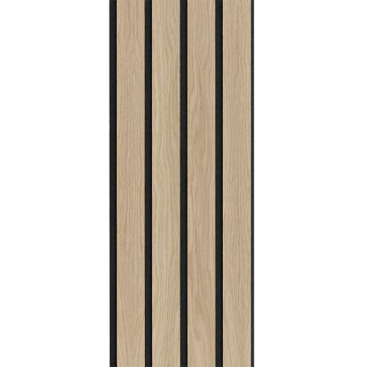 I-Wood Basic 4-lamel akustikpanel, hvid olieret, sort filt og sort kerne, egefiner, 17 x 300 mm 