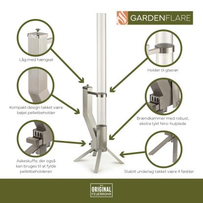 Gardenflare Klassisk ildrør, sølv, H130,6 cm
