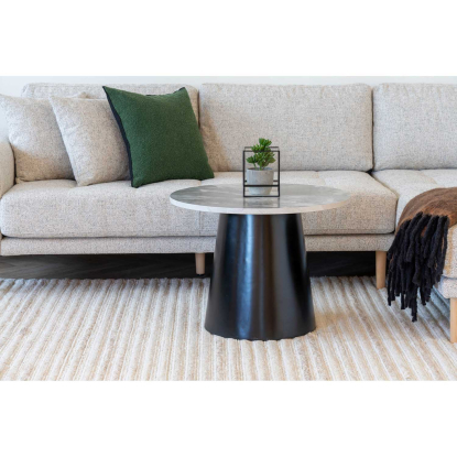 Brito sofabord, sort/gråt marmor look, Ø60 cm