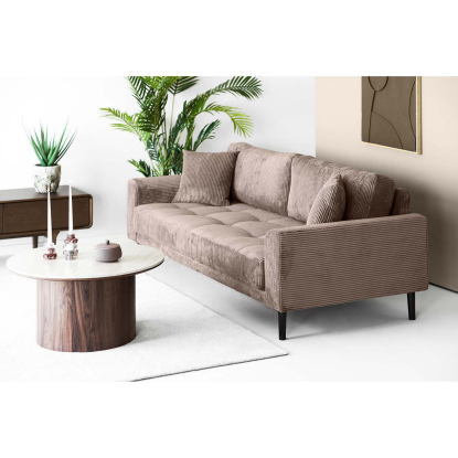 Lido 3 personers sofa med to puder, fløjl, brun