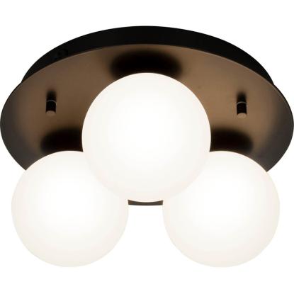 Aneta Nicosia loftlampe, IP44, Ø25 cm, sort/opal
