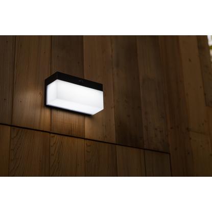 LUTEC FRAN udendørs LED væglampe med solceller, H9,1 cm, IP44, sort