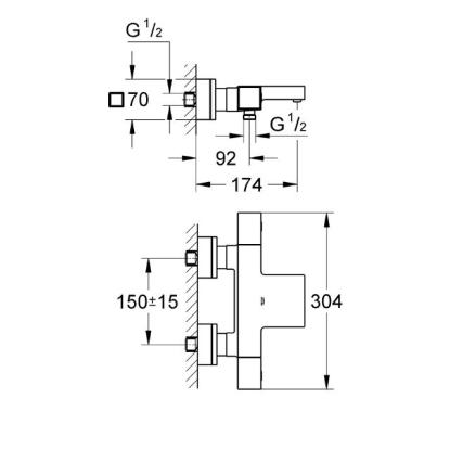 GROHE Grohtherm Cube kar-/brusearmatur, krom