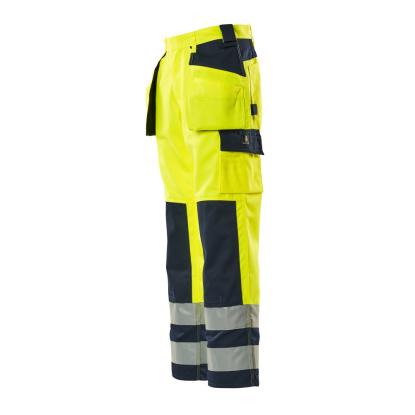 MASCOT SAFE COMPETE Almas arbejdsbukser med hængelommer, hi-vis gul/marine