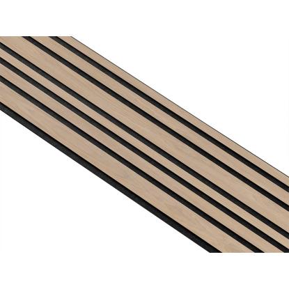 I-Wood Basic Mixed akustikpanel, ubehandlet natur, sort filt og sort kerne, egefiner, 17 x 300 mm 
