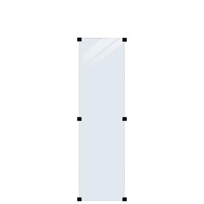 PLUS hærdet glashegn til firkantede stolper inkl. sorte beslag, klart - 55,4 x 176 cm