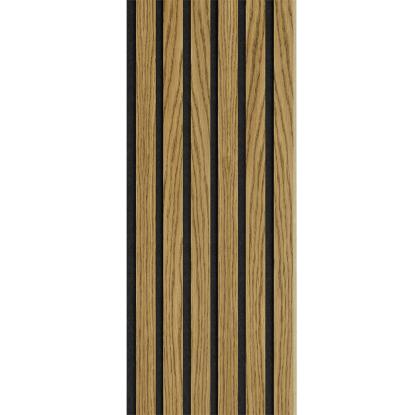 I-Wood Medio+ Original akustikpanel, brun olieret, sort filt og lys kerne, egefiner, 16 x 300 mm