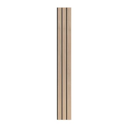 I-Wood Basic 3-lamel akustikpanel, ubehandlet natur, sort filt og lys kerne, egefiner, 16 x 300 mm 