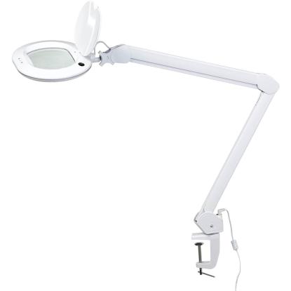Armaturhantverk Tibro LED skrivebordslampe med klemme og forstørrelsesglas, dæmpbar, 72 cm, hvid