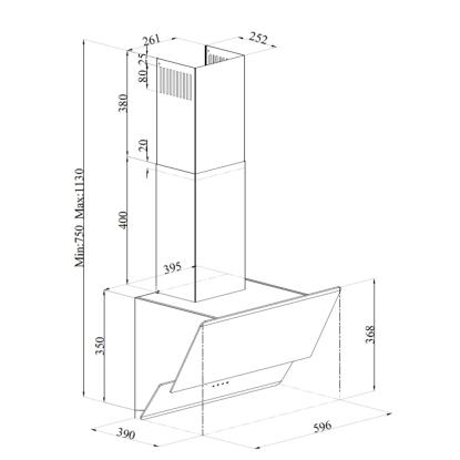 Silverline SL3490 Milano væghængt emhætte, hvid, 60 cm