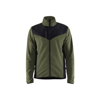 Blåkläder 5942 strikket jakke med softshell, efterårsgrøn/sort